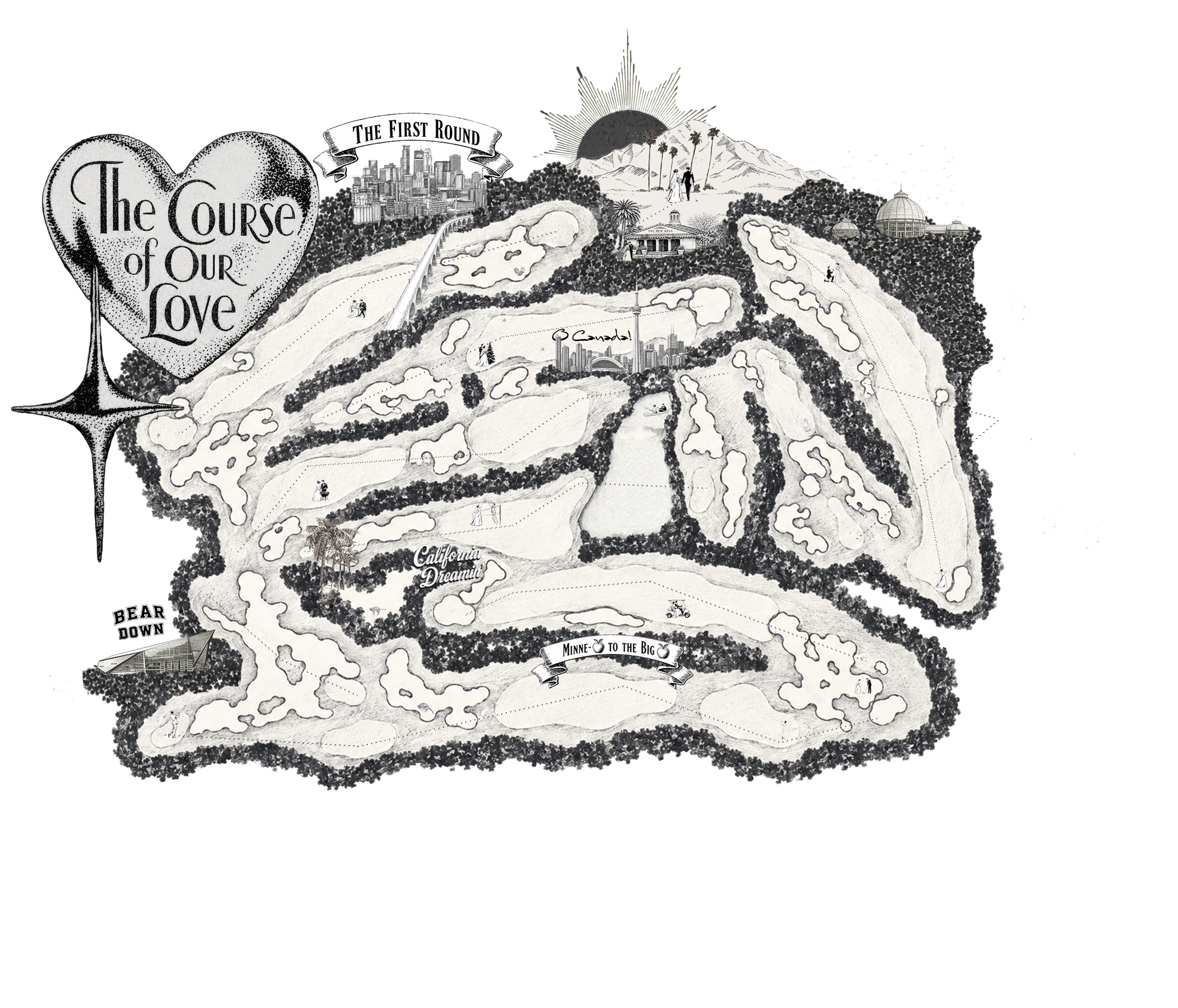 The Course of Our Love — an illustrated golf course map
